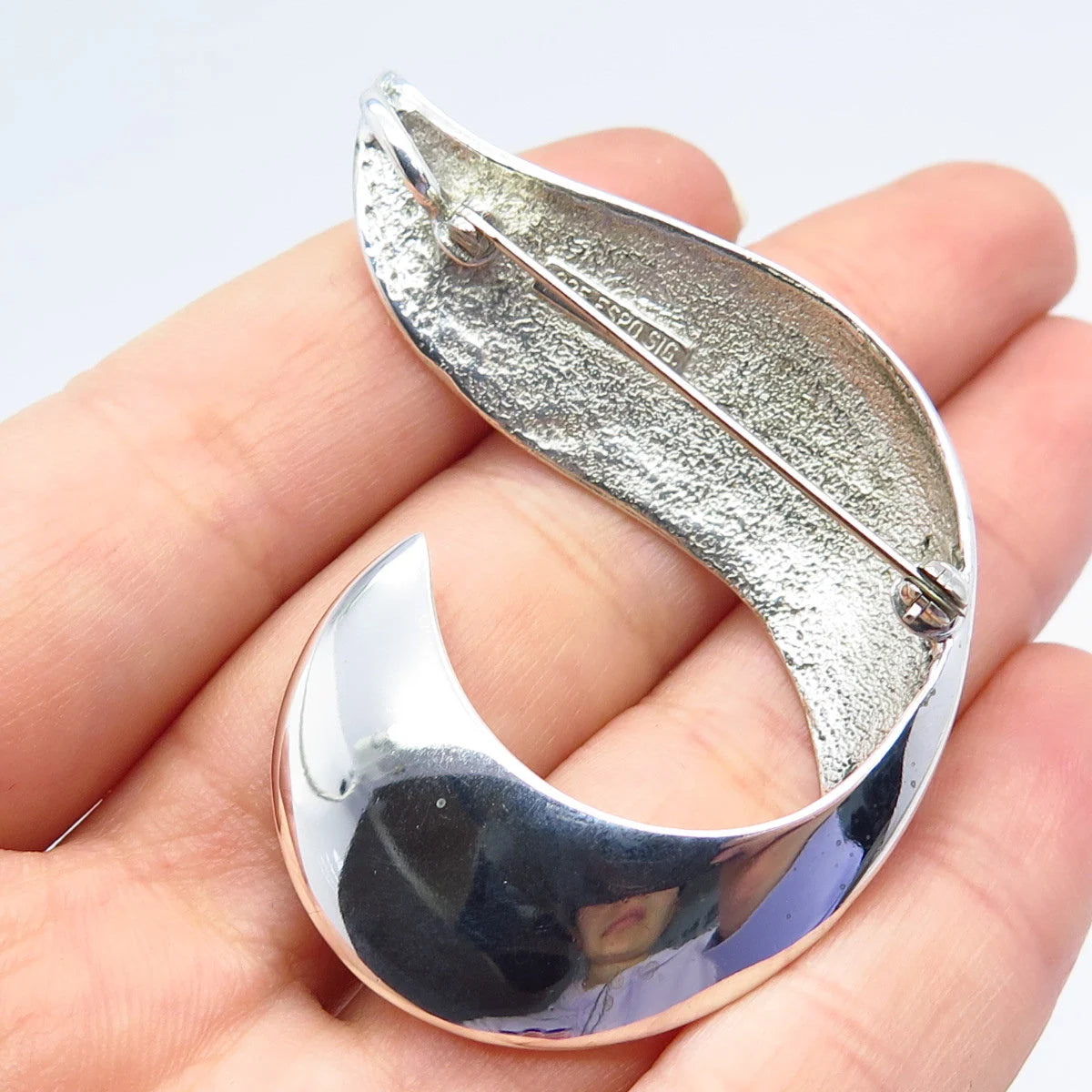925 Sterling Silver Vintage J. Esposito Modernist Pin Brooch