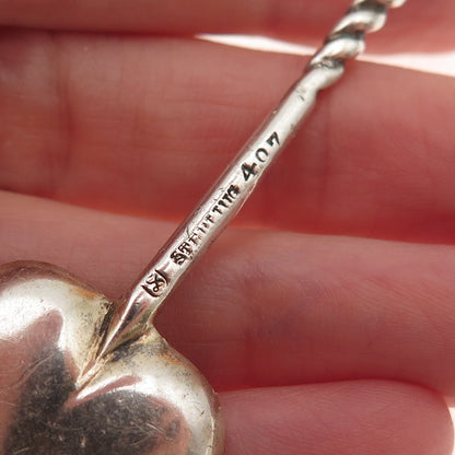 Simons Bros 925 Sterling Silver Antique Art Deco Twisted Heart Coffee Spoon #407
