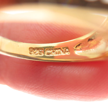 ROSS SIMONS 925 Sterling Silver Gold Plated Purple & White C Z Ring Size 7