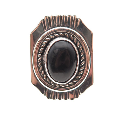 Jefferson Lee Navajo Old Pawn Sterling Silver Vintage Black Onyx Ring Size 7.5
