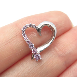 925 Sterling Silver SAI C Z Graduated Open Heart Minimalist Slide Pendant