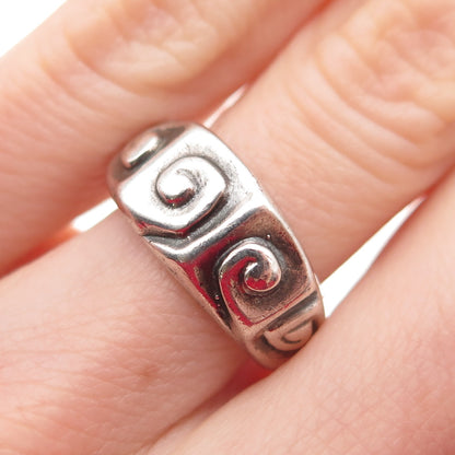 ERIC T. 925 Sterling Silver Vintage Modernist Spiral Oxidized Ring Size 6