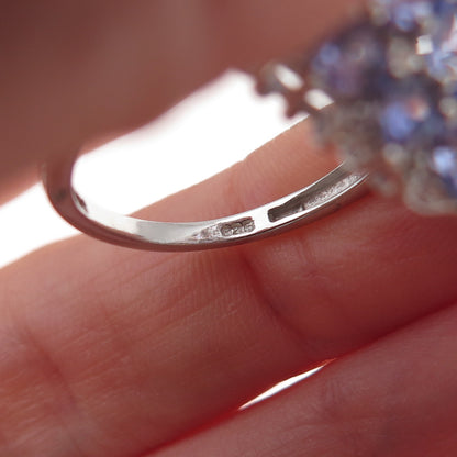 Chuck Clemency 925 Sterling Silver Real Multi-Cut Tanzanite Ring Size 8