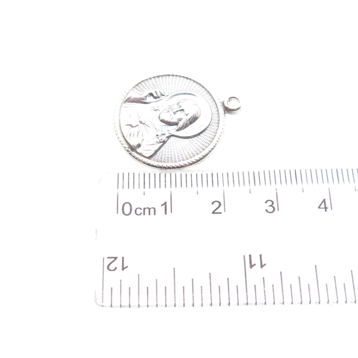 925 Sterling Silver Vintage St. Mary & Jesus Religious Medal Charm Pendant