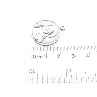 925 Sterling Silver Vintage St. Mary & Jesus Religious Medal Charm Pendant