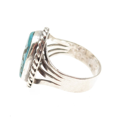 Old Pawn Sterling Silver Vintage Southwestern Turquoise Tribal Ring Size 12.5