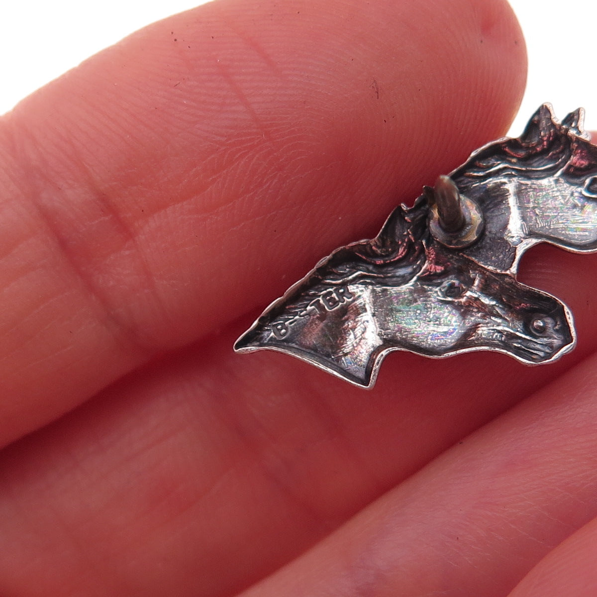 Beau & B.A. Ballou 925 Sterling Antique Art Deco Horse Couple Tie Tack Lapel Pin