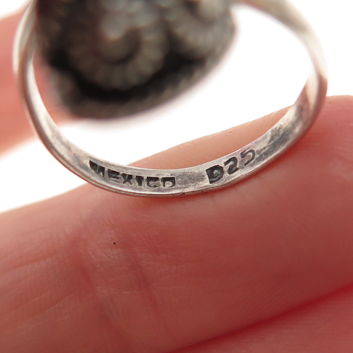 925 Sterling Silver Vintage Mexico Cannetille Adjustable Ring Size 8.25