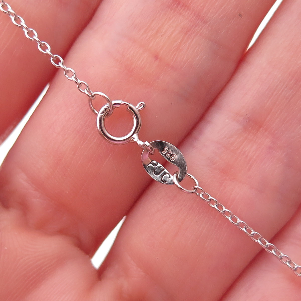 J. Stella 925 Sterling Silver Real Blue Topaz Cable Chain Necklace 18"