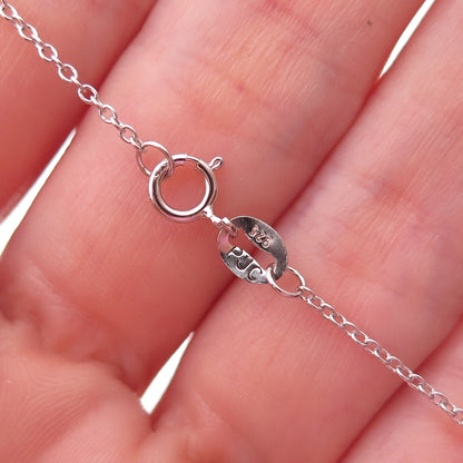 J. Stella 925 Sterling Silver Real Blue Topaz Cable Chain Necklace 18"