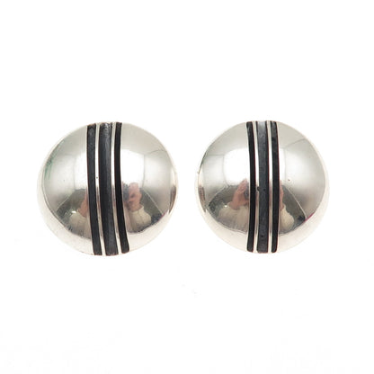Tom Yazzie Navajo Old Pawn Sterling Vintage Southwestern Dome Oxidized Earrings