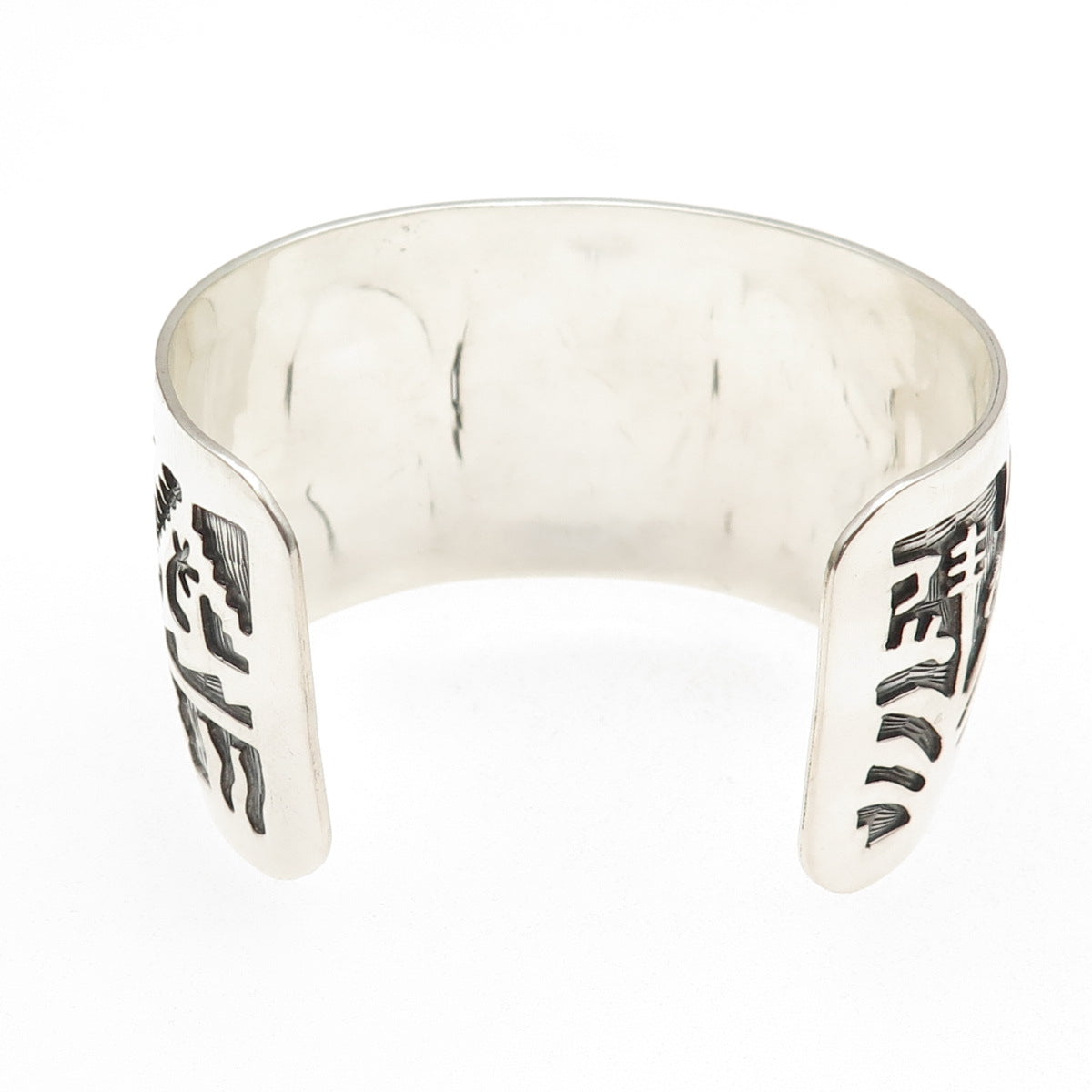 925 Sterling Silver Vintage Southwestern Adjustable Tribal Cuff Bracelet 7.5"