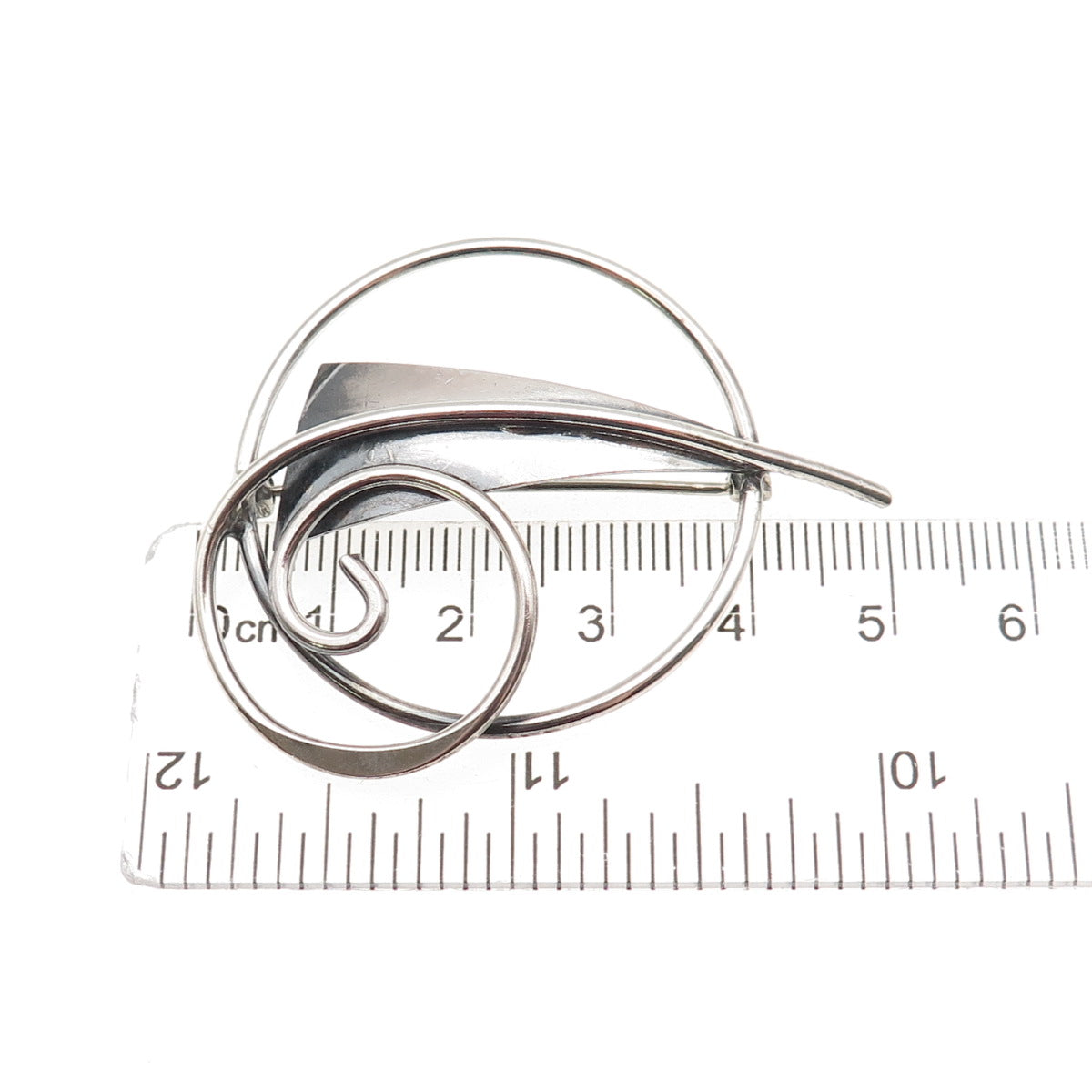 Joseph Masaniello 925 Sterling Silver Vintage Modernist Floral Pin Brooch