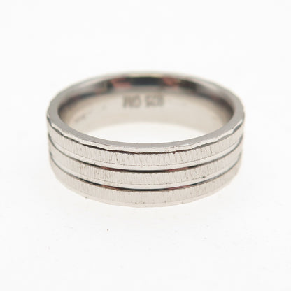 925 Sterling Silver Lined Band Ring Size 5.25