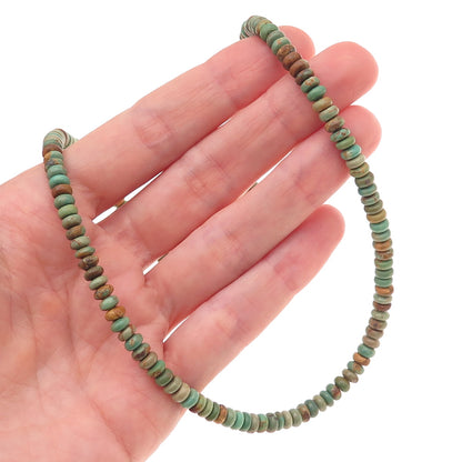 Sunrise Old Pawn Sterling Silver Vintage Royston Turquoise Beaded Necklace 18"