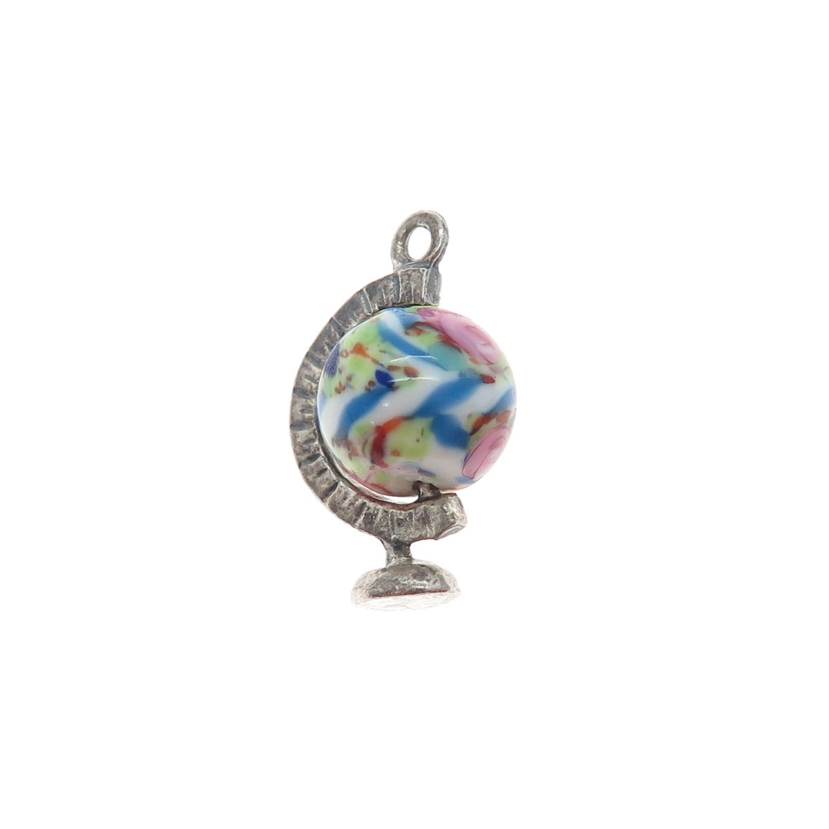 JEWELART 925 Sterling Silver Vintage Murano Glass Globe Minimalist Charm Pendant