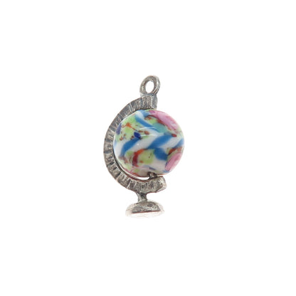 JEWELART 925 Sterling Silver Vintage Murano Glass Globe Minimalist Charm Pendant