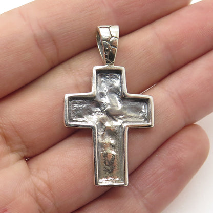 925 Sterling Silver Pebble Cross Pendant