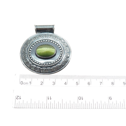 925 Sterling Silver Vintage Optic Fiber Cat's Eye Oxidized Slide Pendant