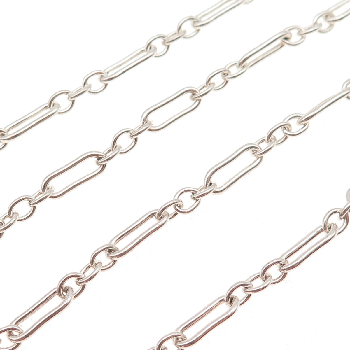 925 Sterling Silver Vintage Paperclip Figaro Chain Necklace 22"
