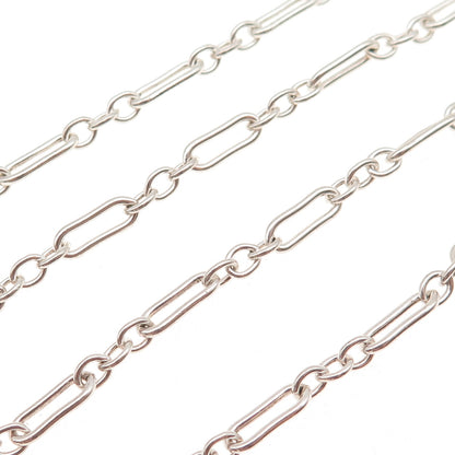 925 Sterling Silver Vintage Paperclip Figaro Chain Necklace 22"