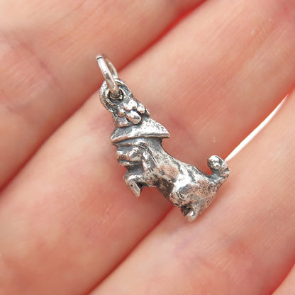 925 Sterling Silver Vintage Dog Oxidized Minimalist 3D Charm Pendant