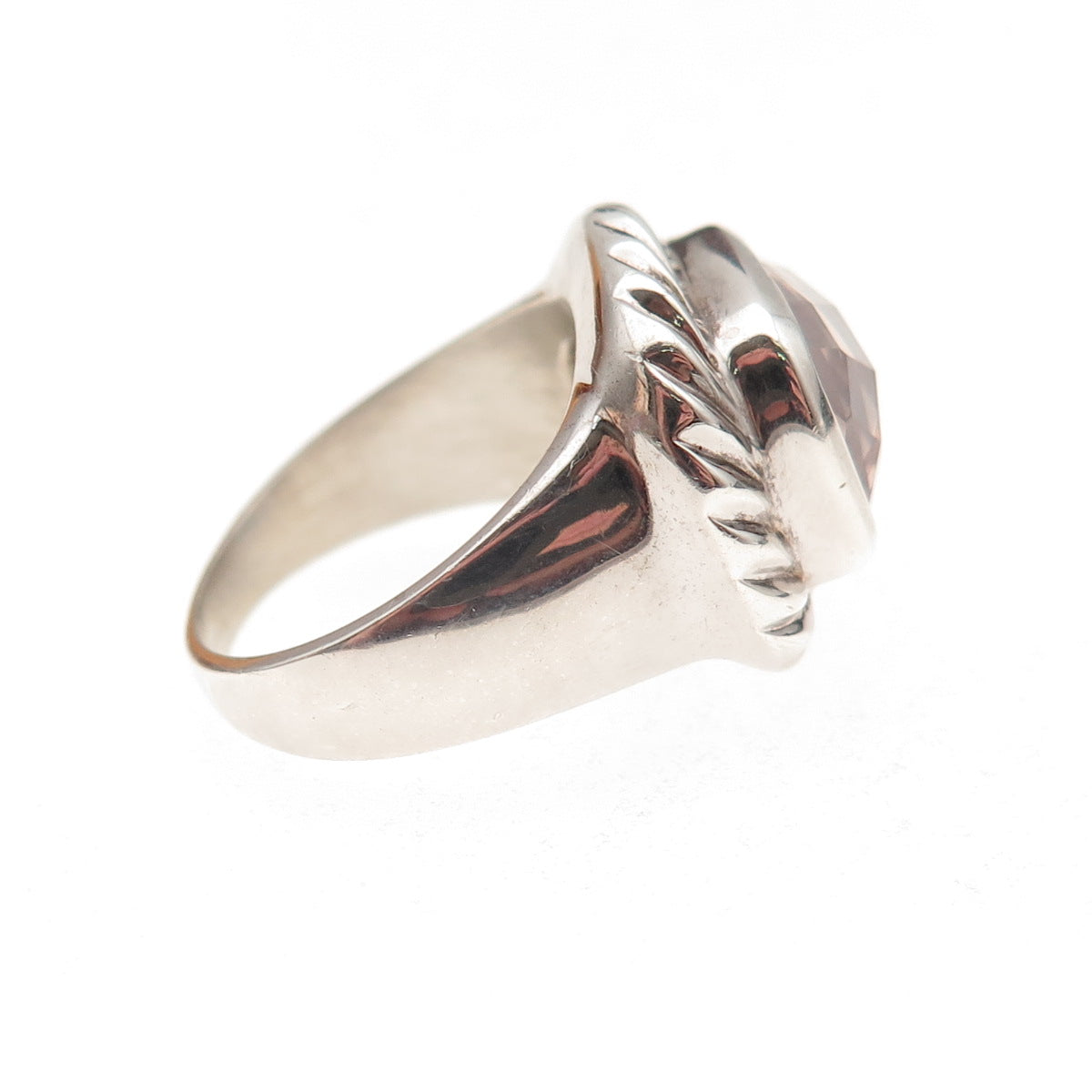 925 Sterling Silver Vintage Clear Crystal Oxidized Ring Size 6