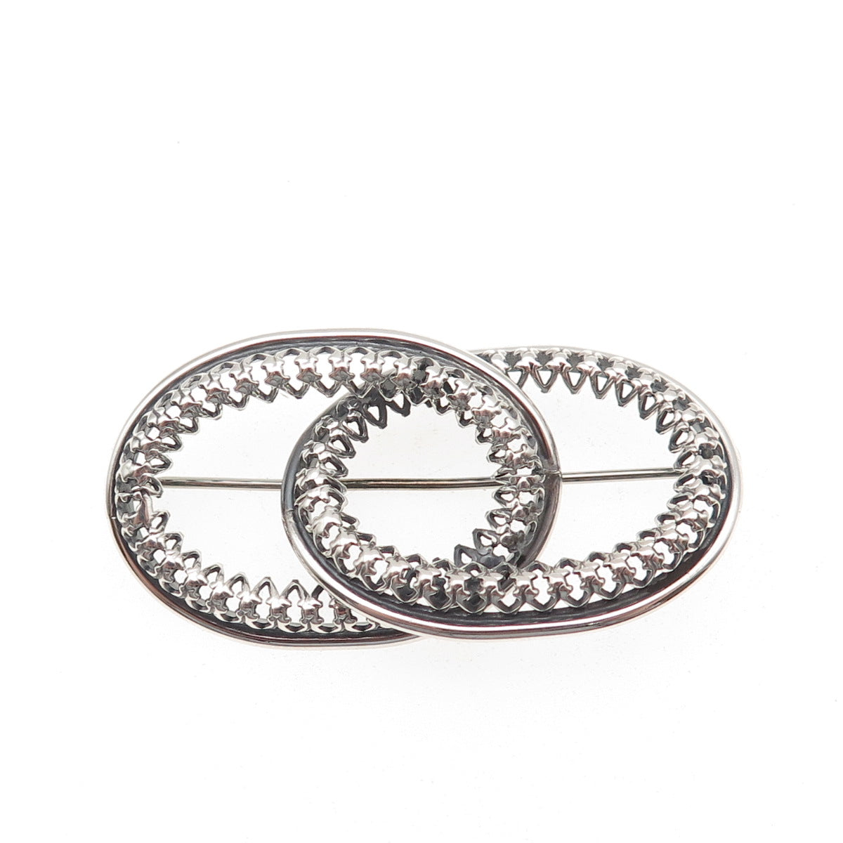 Danecraft 925 Sterling Silver Antique Art Deco Interlocked Floral Pin Brooch