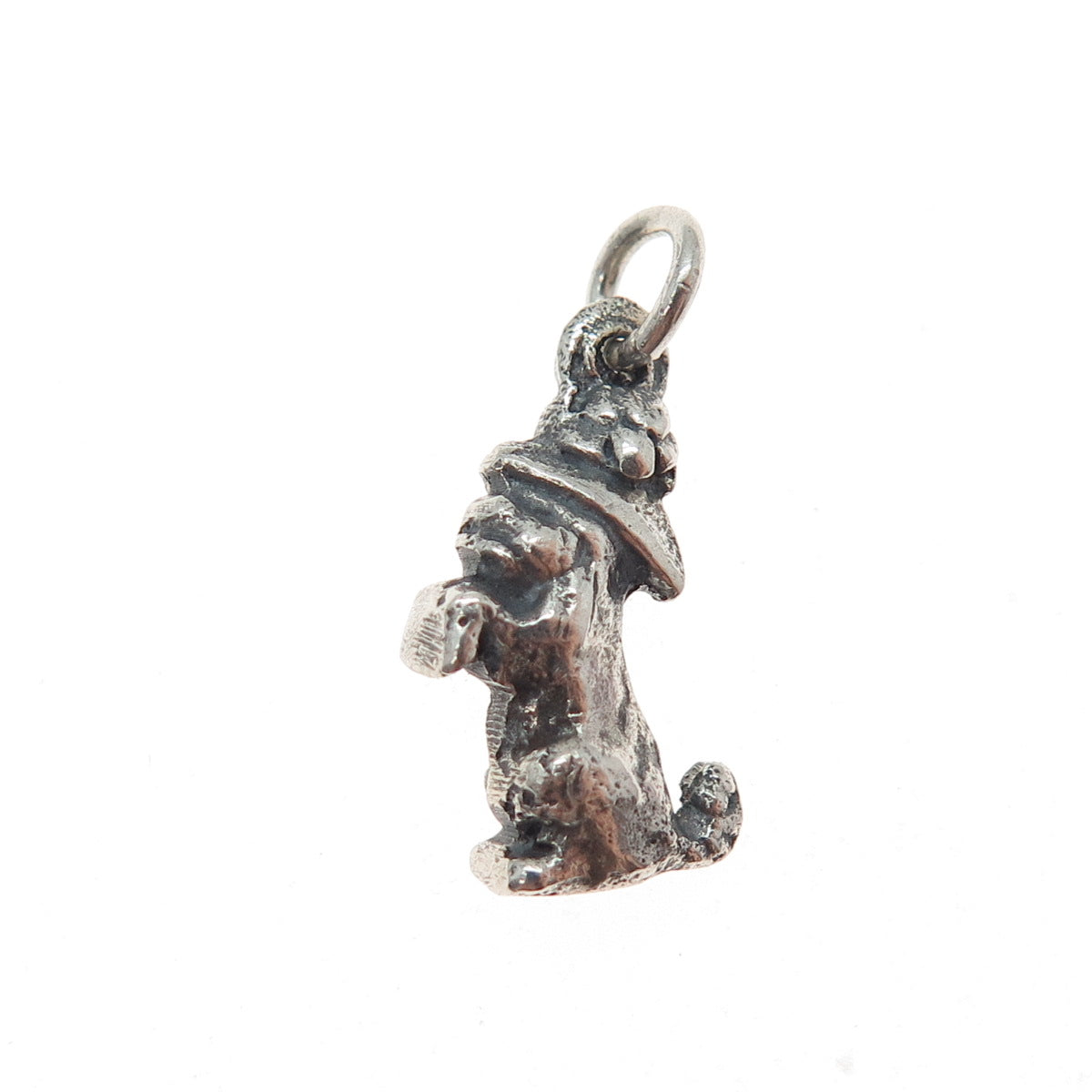 925 Sterling Silver Vintage Dog Oxidized Minimalist 3D Charm Pendant