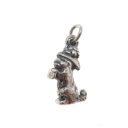 925 Sterling Silver Vintage Dog Oxidized Minimalist 3D Charm Pendant