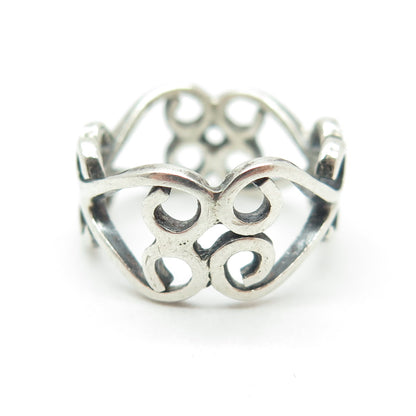 925 Sterling Silver Vintage Swirl Modernist Band Ring Size 4.75