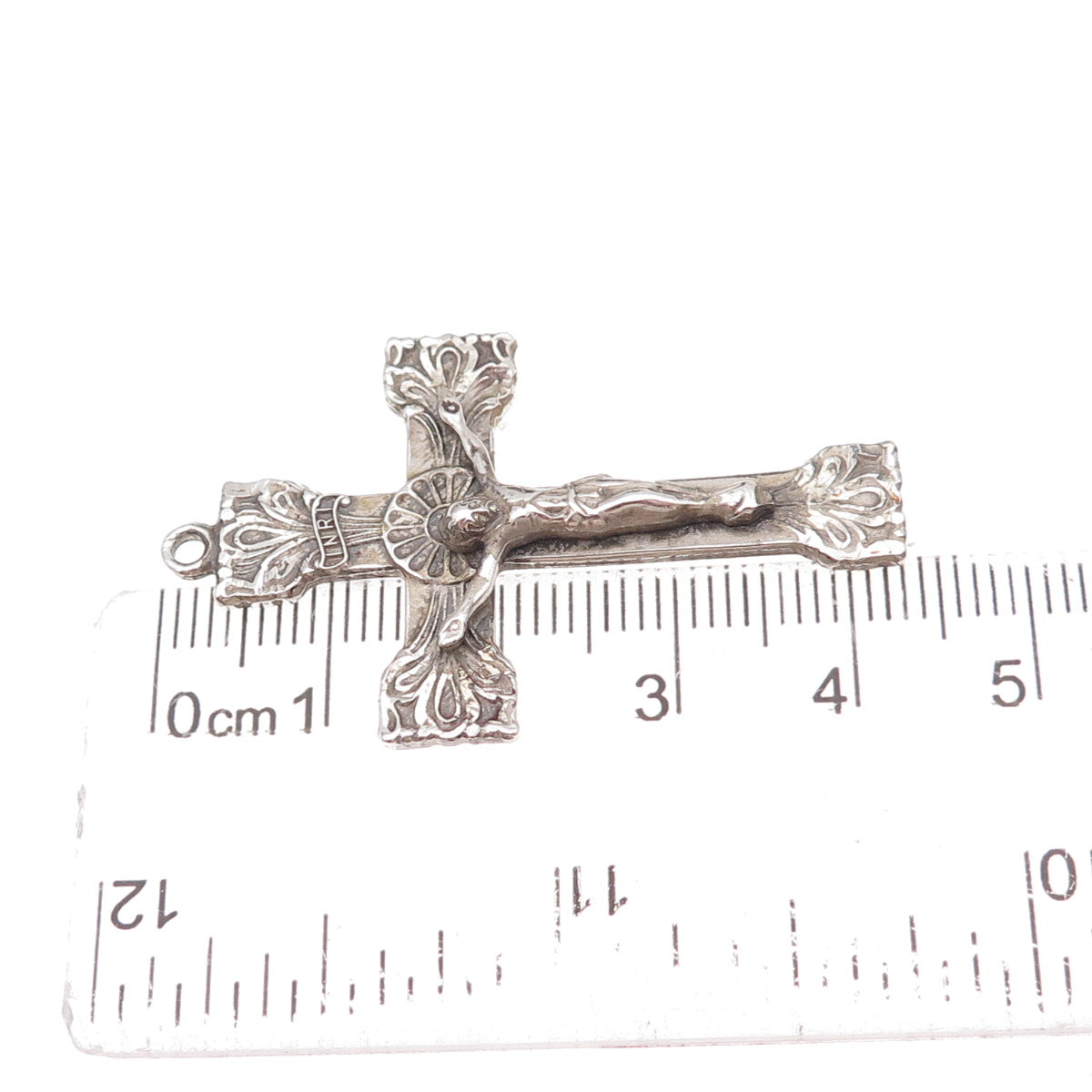 Chapel 925 Sterling Silver Antique Art Deco Crucifix Cross Oxidized Pendant