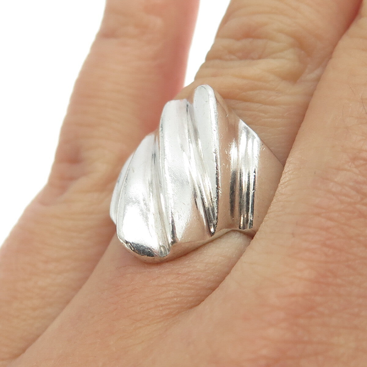 925 Sterling Silver Vintage Mexico Modernist Ring Size 6.5