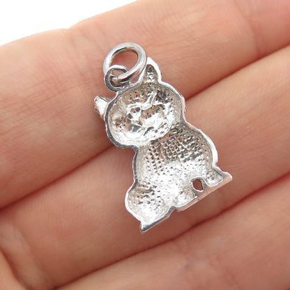 925 Sterling Silver Vintage Cat Oxidized Minimalist Charm Pendant