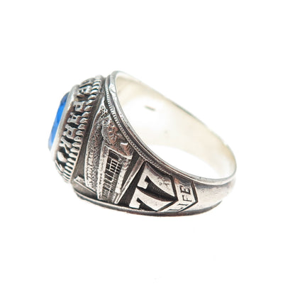 DIEGES & CLUST Sterling Vintage 1977 Lab-Sapphire Hyde Park School Ring Size 8