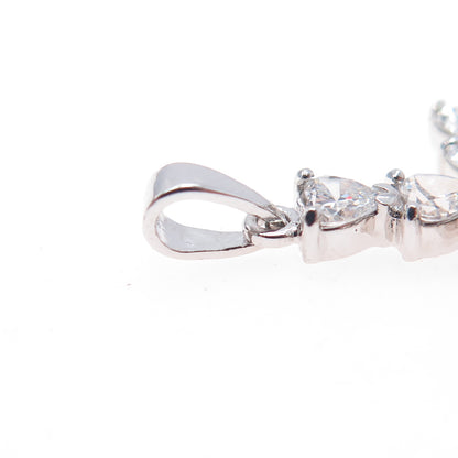 925 Sterling Silver Heart-Cut C Z Cross Charm Pendant
