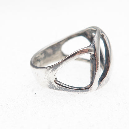 925 Sterling Silver Vintage Modernist Oxidized Ring Size 6.25