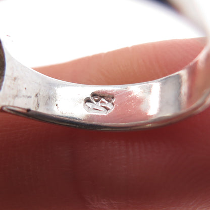 925 Sterling Silver Vintage Real Cabochon Cat's Eye Ring Size 6.5