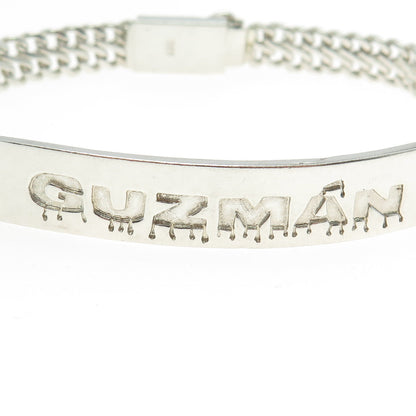 925 Sterling Silver Vintage "Guzman" Personalized Braided Link Bracelet 7.5"