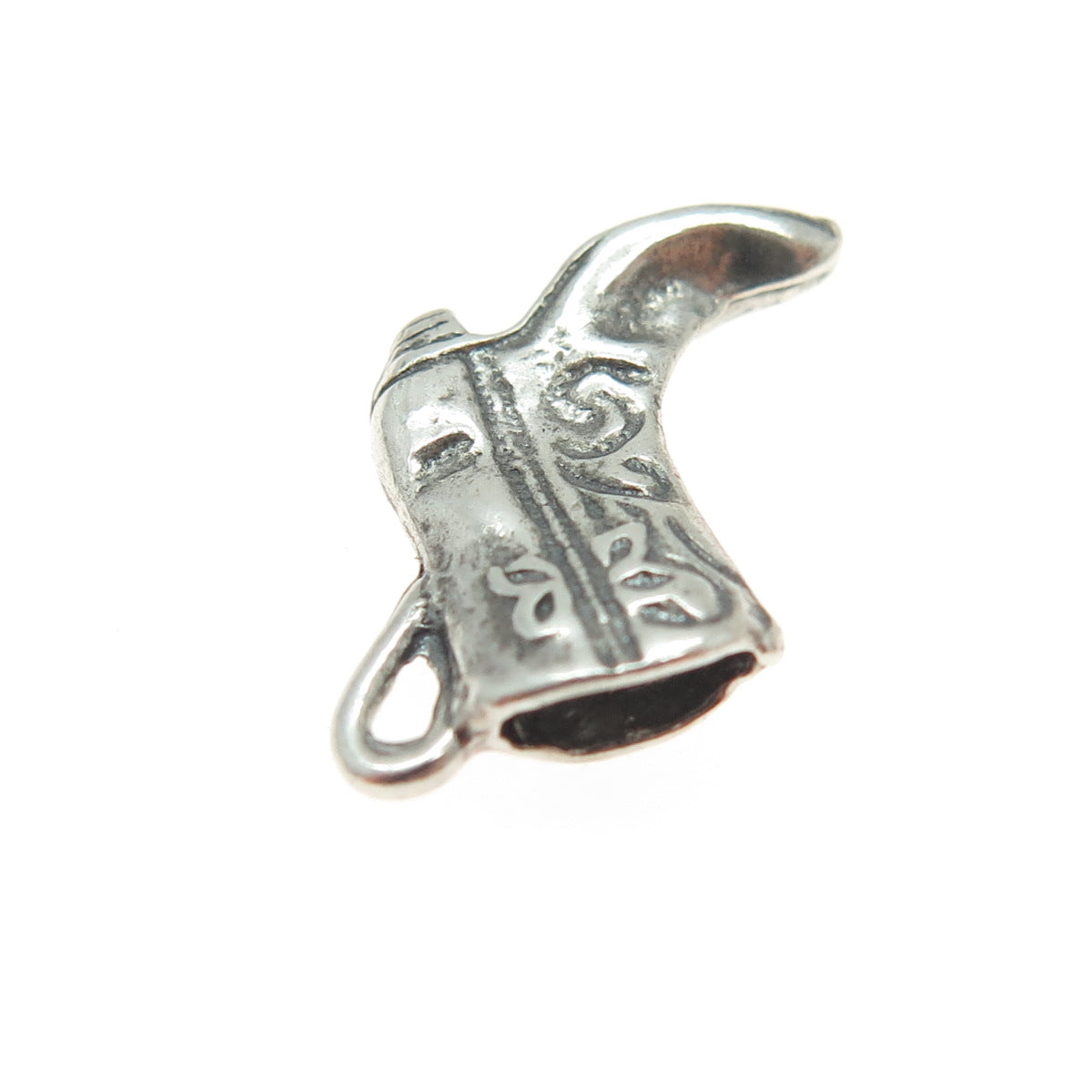 925 Sterling Silver Vintage Cowboy Boot Minimalist Oxidized Charm Pendant