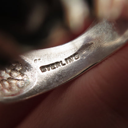 925 Sterling Silver Vintage Modernist Ribbed Dome Ring Size 7