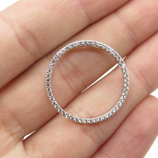 HAN 925 Sterling Silver Pave C Z Circle of Life Slide Pendant