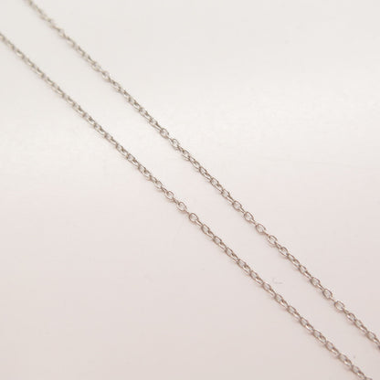 925 Sterling Silver Real Diamond Couple of Dolphin Rolo Chain Necklace 16"