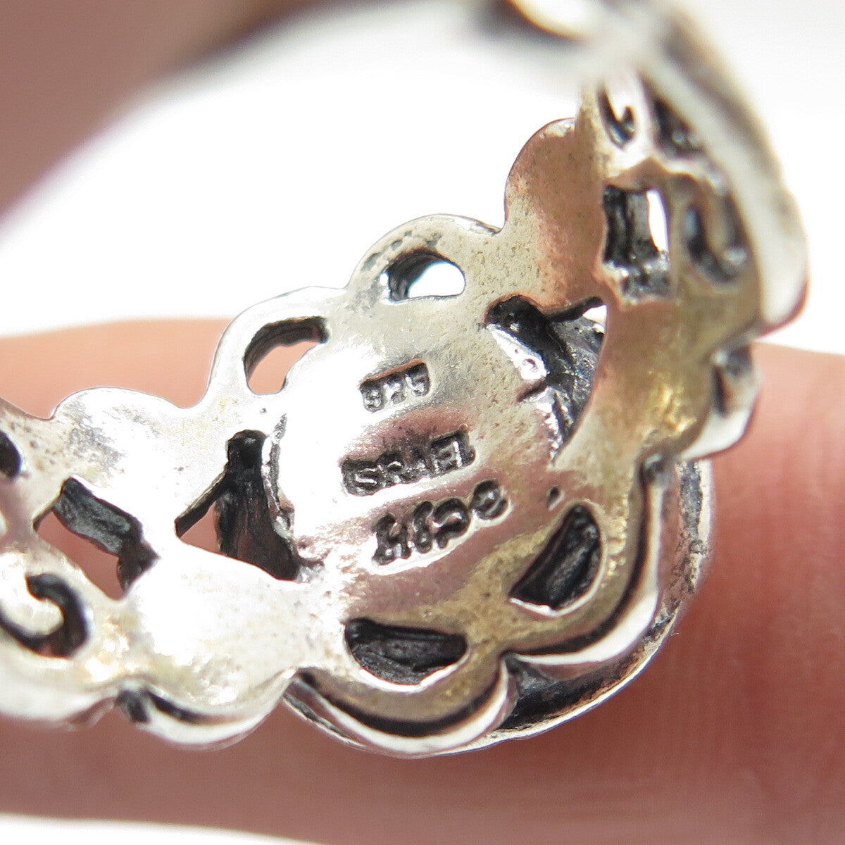 DIDAE 925 Sterling Silver Vintage Israel Real Pearl Oxidized Ring Size 8