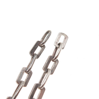 925 Sterling Silver Vintage Italy Oval & Blade Chain Necklace 32" (missing lock)