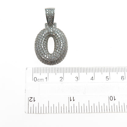 925 Sterling Silver Round-Cut C Z Letter O Initial Charm Pendant