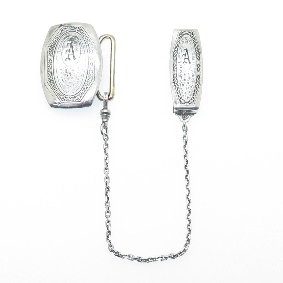 HICKOK Sterling Silver Antique Beltogram Pocket Watch Belt Buckle & Loop Chain