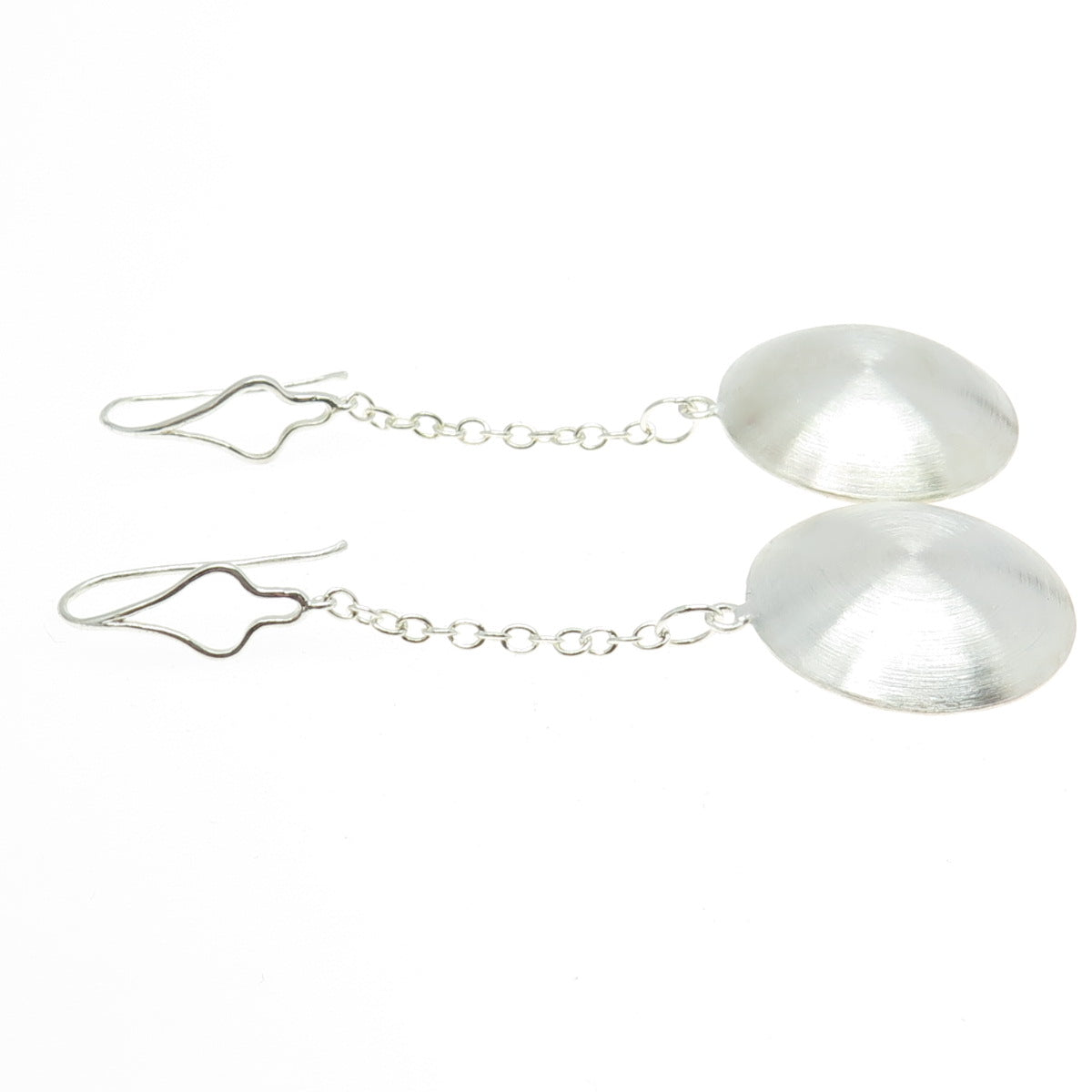 925 Sterling Silver Disc on Chain Drop Dangling Earrings