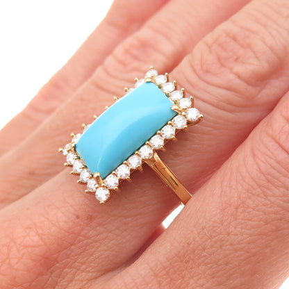 D'Joy 925 Sterling Silver Gold Plated Real Turquoise & Moissanite Ring Size 8