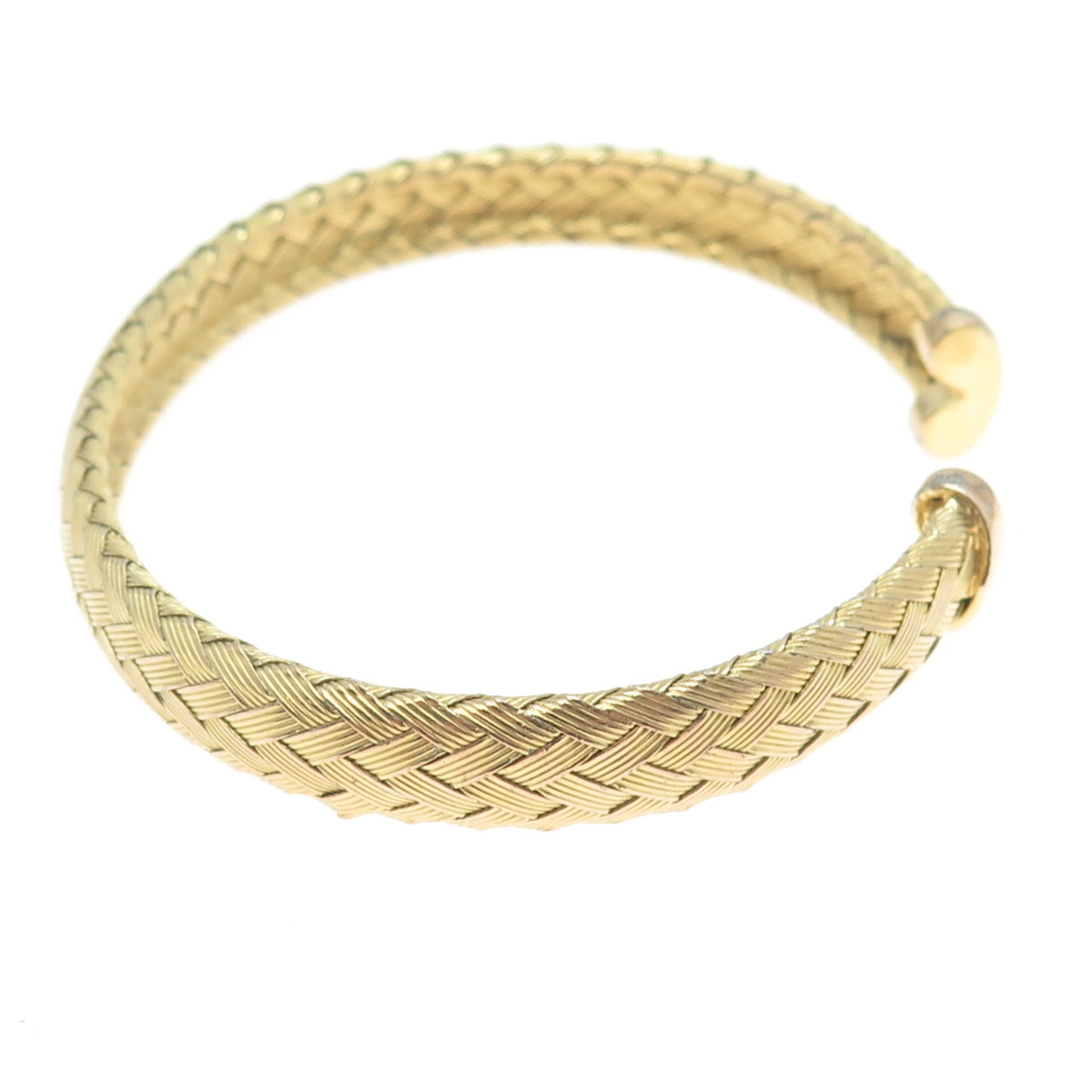 925 Sterling Silver Gold Plated Italy Braided Adjustable Cuff Bracelet 7.5"